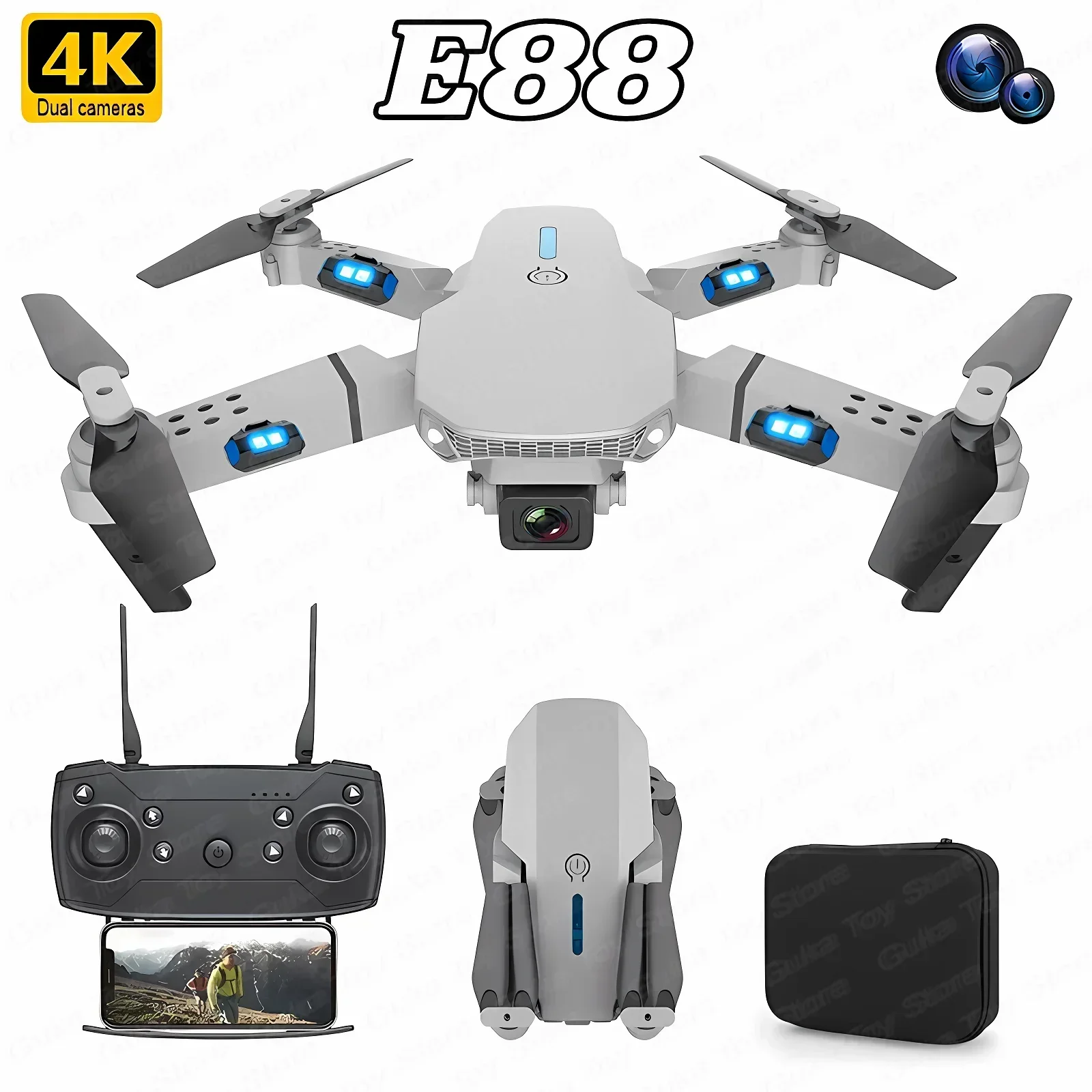 Drone Camera Professional - E88 프로 와이파이 FPV 드론, 광각